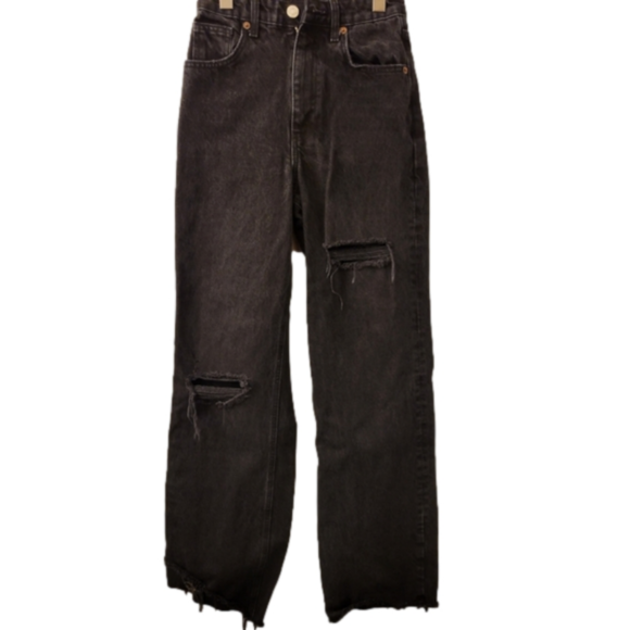 Zara Women's Wide Leg Distressed Jeans - Picture 1 of 4